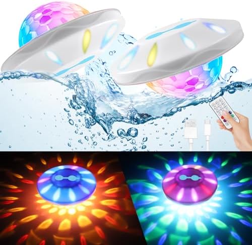 BOXPSII Floating Pool Lights 2 Pack, for Inground Pool, Above Ground Pools by BOXPSII