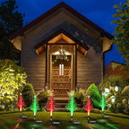 Baquler 6 Pack Solar Christmas Tree Garden Stake Lights Outdoor Waterproof Color Changing Christmas Lighted Yard Decorations Optical Fiber Xmas Pathway Lights for Lawn Patio Cemetery(Red, Green) - Image 7