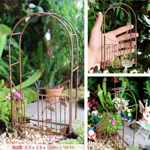 Miniature Garden Metal Gate Items Figurines Fairy Garden Miniatures Miniature Patio Furniture Accessories Christmas Decorations (55) - Image 3