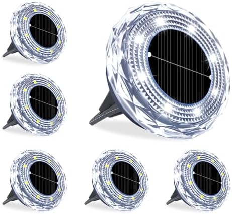 Solar Ground Lights 12 Pack,8 LED Garden Path Lights,Outdoor Ground Lights Landscape Lighting Waterproof,Solar Lawn Light for your courtyard, swimming pool,walkways, pathway, driveway, lawns(White) by YMTengFei