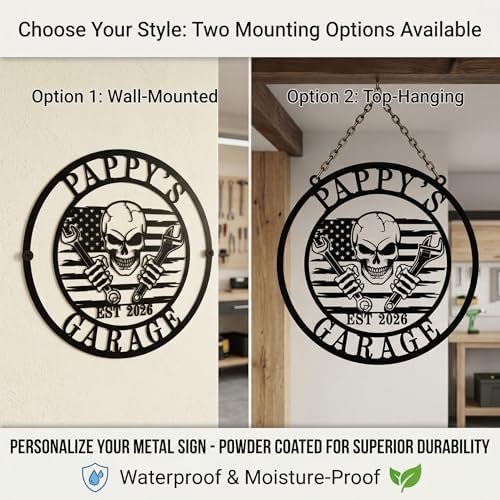 Personalized Garage Metal Sign - Custom Workshop Wall Decor for Dad, Grandpa - Vintage Man Cave Name Plate - Outdoor Metal Wall Art - Unique Birthday & Father's Gifts for Him, Papa - Image 2