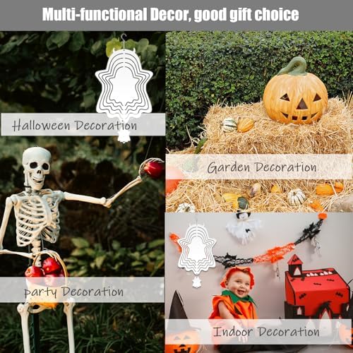 4Pack 10 inch Sublimation Wind Spinner Blanks 3D Aluminum Metal Wind Sculpture Kinetic Spinners for Yard and Garden Indoor Art Ornaments Hanging Decoration (Halloween Ghost) - Image 6