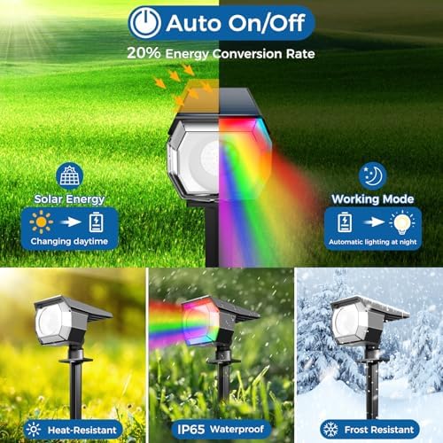 Peasur Solar Spot Lights Outdoor Color Changing, Halloween RGB Spotlights - Image 3