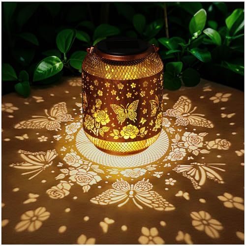 2 Pack Butterfly Solar Garden Statues Birthday Gifts for Women Mom Grandma Hanging Solar Outdoor Waterproof Metal Garden Decor Outside for Yard,Patio,Lawn Porch,Backyard - Image 2