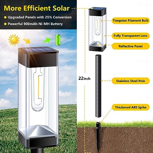 Solar Pathway Lights Outdoor Waterproof Landscape Lighting 4 Pack - Image 2