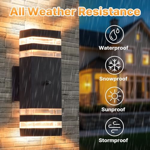 Dusk to Dawn Outdoor Wall Lights, Aluminum Exterior Wall Sconce Lighting, Up and Down Dusk to Dawn Outdoor Wall Sconce, Waterproof Outside Lights for House Porch Patio Garage Garden, 6 Pack - Image 4