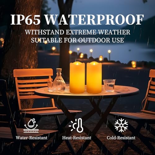 Solar Pillar Candles Outdoor Waterproof 4 Pack, Flameless Candles - Image 3