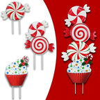 3 Pack Metal Christmas Yard Signs Decor for Multiple Stacked,Voumsil Christmas Yard Stakes with Candy Fall Yard Decor for Outside Garden Yard Lawn Porch by Voumsil