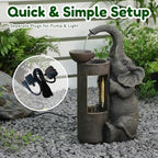 Tankana Elephant Waterfall Fountain for Indoor Desktop & Outdoor Use Small Garden Water Feature with LED Light Quiet Mini Cute Table Water Fountains for Patio, Yard, Home Decor - Image 7