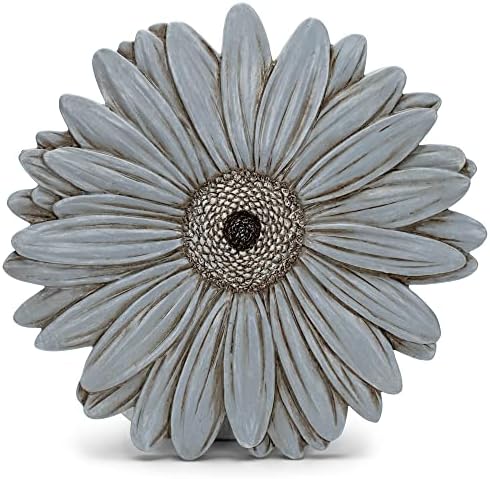 Magnolia Garden Gray Daisy Garden Stepping Stone, 12 Inch Resin Outdoor Decorative Stone with Dimensional Daisy Relief Design, Neutral Floral Garden & Walkway Décor by DicksonsGifts