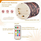 Vintage Pressed Flowers Flameless Candles with Remote Control Candles with Timer Waterproof Electronic Lights Glitter Led for Night Battery Operated Pillar 2-Piecing Set - Image 4