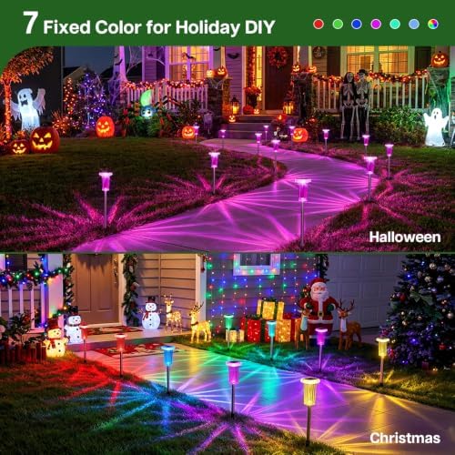 10 Color Solar Lights Outdoor Waterproof LED Pathway Lights 8 Pack - Image 3
