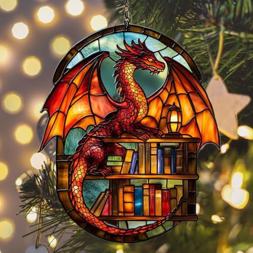 Books and Dragon Acrylic Suncatcher - Image 6