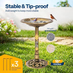 VIVOHOME Bird Bath for Outside, Polyresin, Pedestal, Antique Copper - Image 2