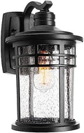 Darkaway Large Outdoor Porch Lights Wall Mount, 15inch Outdoor Light Fixtures Sconces Wall Lighting with Seeded Glass Exterior Lights for Patio Yard House Hallway Doorway Garage(Large, Black) by Darkaway