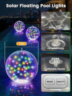 4Pack Floating Pool Lights 15Inch Solar Powered Christmas Balls, Multicolor - Image 2