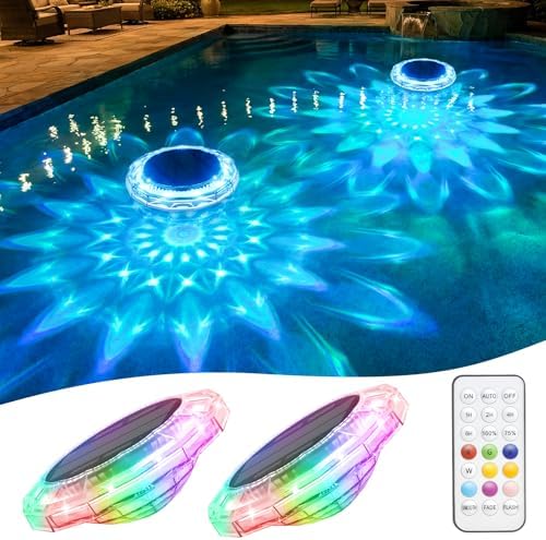APONUO Solar Pool Lights,IP68 Pool Solar Lights,Floating Pool Lights 2 Pack by APONUO