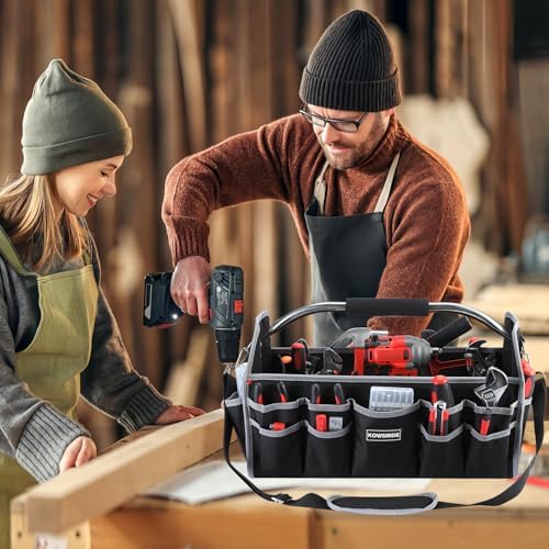 Kowsinde 18 Inch Tool Bag, Electrician Tool Bag, Open Top Tool Bags, 26 Pockets Can Hold Many Tools, Steel Handle and Removable Shoulder Strap - Image 7