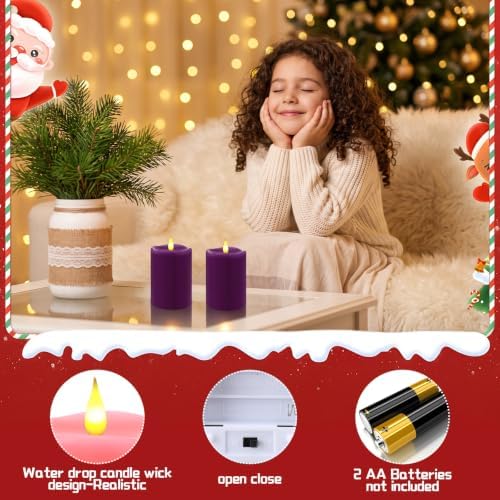Retisee Flameless LED Candles Real Wax, 4 Pcs, Purple,Pink, 3 x 4 in - Image 3