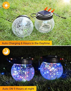 PARTPHONER Solar Lantern Solar Lights Outdoor Waterproof 6-Pack, Solar Powered Hanging Lights Cracked Glass Hanging Globes for Christmas Decoration, Shepherd Hook, Garden Tree Ornaments, Multi-Color - Image 2