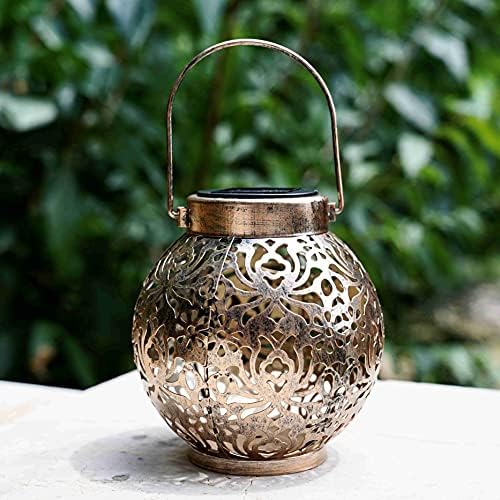 Set of 2 Solar Hanging Lanterns Outdoor for Garden Patio, Bronze - Image 2