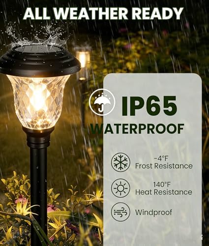 BEAU JARDIN 8 Pack Solar Pathway Lights White+Color Changing Stainless Steel 3 Mode Outdoor Multicolor Metal Solar Powered Waterproof Glass for Garden Landscape Path Yard Walkway Driveway Black - Image 3
