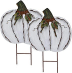 Rustic Metal Pumpkin Garden Stake Outdoor Decorations for Home Standing Metal Pumpkins Yard Stake for Fall Harvest Decor Thanksgiving Halloween Lawn Decoration-Set of 2 by GAPLUM