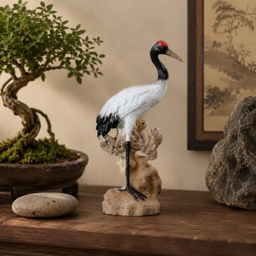 LUOZZY 2 Pcs Red Crowned Crane Figurine with Base for Aquarium Fish Tank - Image 5