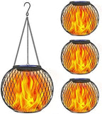 TomCare Solar Lanterns Outdoor 4 Pack Flickering Flame Metal Hanging Lights by TomCare