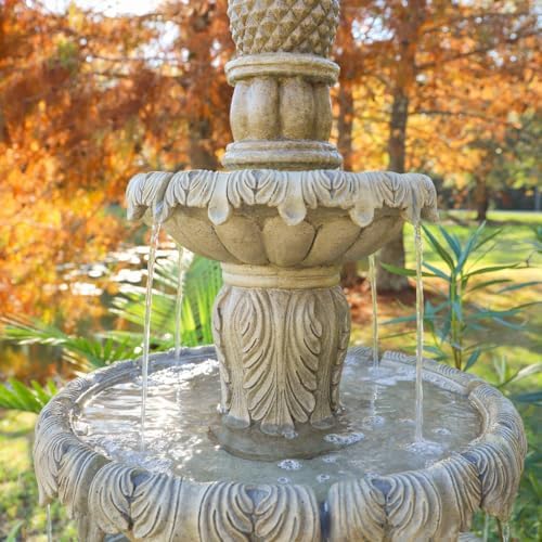 John Timberland Ibiza 62" Sandstone 3-Tier LED Outdoor Floor Large Fountain - Image 6