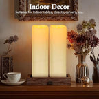 14" x 4" Large Outdoor Candles Waterproof Flickering LED Flameless Candles Battery Operated with Timer - Realistic LED Pillar Candles with Remote for Wedding Festival Home Decor Ivory 2 Pack - Image 5