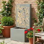 30.7" Outdoor Wall Fountain, Leaf Cutout Waterfall Fountain with LED Lights, Garden Wall Decor for Patio, Light Grey - Image 3