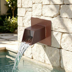 316 Stainless Steel 1.2" Wall Mount Water Spout – Outdoor Square Waterfall Fountain with Built-in Splash Diffuser, Garden Pond Pool Waterfall Spillway for Patio and Landscape (Brown) - Image 2