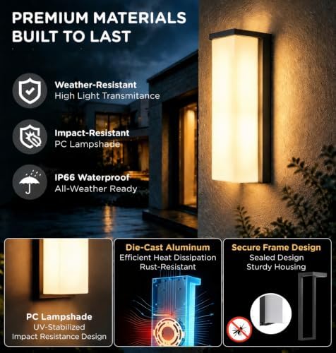 Outdoor Wall Sconce 14 Inch, IP66 Waterproof, 2640LM Brightness, ETL, 3CCT - Image 2