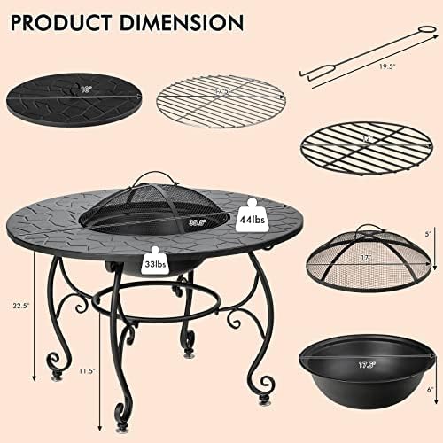 Giantex 4-in-1 Fire Pit Table, 36" Outdoor Metal Round Dining Table - Image 7
