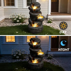 Outdoor Fountain with Lights Artificial Stacked Rock Cascading Waterfall Fountain for Patio Yard Porch Garden Landscape Decor - Image 4