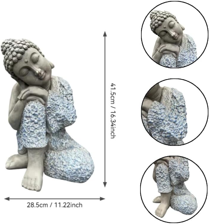 16.34" Serene Sleeping Buddha Statue, Meditating Buddha Sculpture Figurine - Image 2
