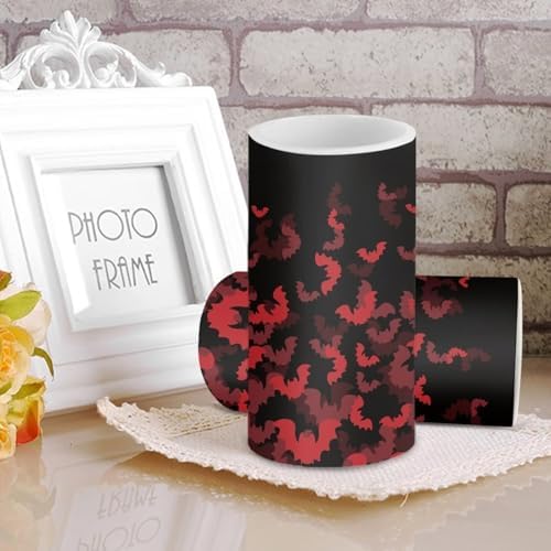 Halloween Red Bat Flameless Candles with Remote Battery Operated Candles with Timer LED Pillar Lights for Trick or Treat Home Banquet Decoration Gifts - Image 3