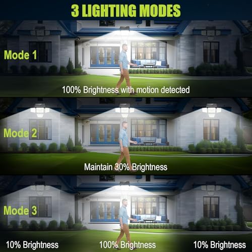 daphino 3000LM Solar Lights, Motion Sensor Outdoor Lights, 4-Head, 2 Pack - Image 6