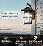 Dusk to Dawn Outdoor Wall Lantern Exterior Light Fixtures Wall Mount Porch Light with Photocell Sensor Waterproof Outside Wall Lights for House, Patio, Garage, Black with Seeded Glass - Image 5