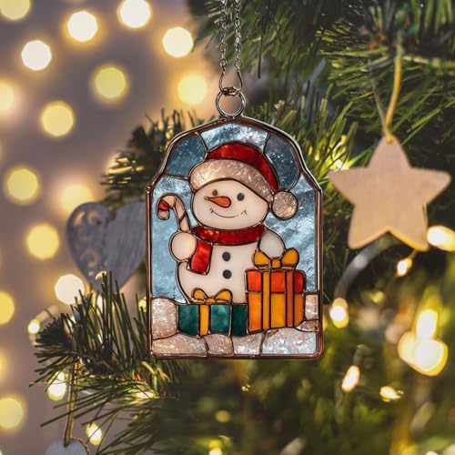 Cute Snowman Giving Presents Acrylic Suncatcher - Image 6