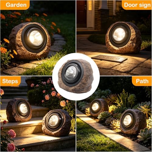 VOOKRY Brown Solar Rock Lights Outdoor, IP65 Waterproof Garden Stone Lights - Image 5
