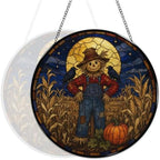 Night Scarecrow Crows Stained Glass Suncatcher 9.8" Colorful Window Hanging Ornament, Retro Sun Catcher Decor with Chain for Home Wall Garden Birthday Christmas Mothers Day - Image 5