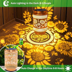 Sunflower Solar Lanterns Outdoor Waterproof Garden Decor, Gifts for Women Mom Grandma Birthday, Metal Sunflower Hanging Solar Lights for Outside Yard Patio Pathway Backyard Porch - Image 4