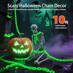 Ohwewant Solar Halloween Decorations Outdoor, 10FT Green Chain String Lights with 8 Modes, Waterproof Halloween Lights Outdoor for Haunted House Party Cosplay Props Skeleton Dog Yard Fence - Image 3