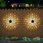 4 Pack Solar Fence Lights Metal Solar Powered Outdoor Wall Deck Step Lights Mandala Theme Waterproof Fence Light for Garden Post Patio Backyard Yard Decor, Gardening Gifts for Women Mom Grandma by twinkya