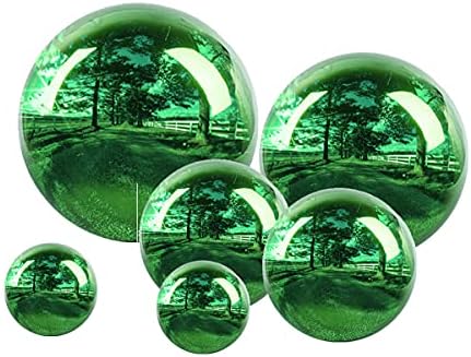 Stainless Steel Gazing Ball, 6 Pcs 2-6 Inches Mirrors Polished Globe Hollow Garden Sphere,Floating Pond Seamless Ball Reflective Garden/Yard or Patio Table Ornament（Green） by Unknown