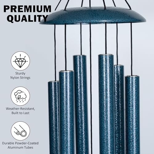 Wind Chimes for Outside Deep Tone - 38'' Wind Chimes Outdoor Clearance, Deep Tone, Windchimes Outdoors, Memorial Gift, Sympathy Gift, Garden Patio, Home Décor, Blue - Image 4
