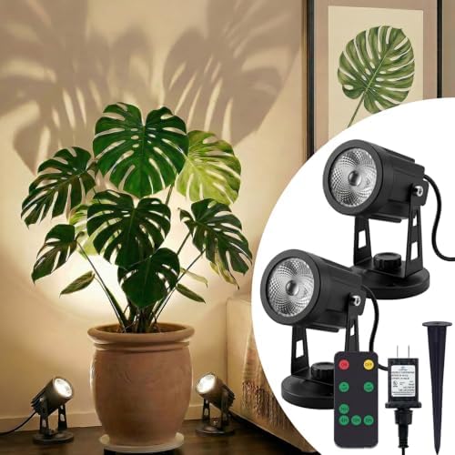 LED Spotlight Indoor for Plants Uplights Lamp Accent Lighting Decor 12V Low Voltage Warm White Up Down Spot Lights Outdoor Landscape Lighting 2 Pack(Adapter, Base and Stake Included) by Ucomeuni