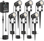 HIBOITEC Low Voltage Landscape Lighting with Transformer Photocell Sensor and Timer Spotlights Kit 56FT ETL Approved Wire 2700K 6 Packs by HIBOITEC